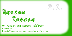 marton kopcsa business card